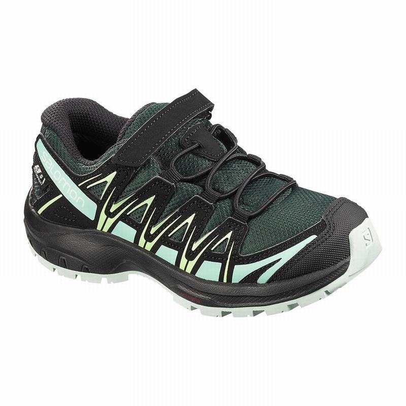 Chaussures De Trail Running Salomon Enfant Vert / Noir - Salomon XA PRO 3D CSWP K - France (4830-UPA